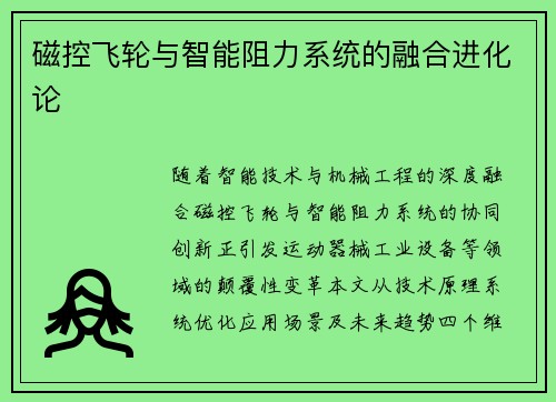 磁控飞轮与智能阻力系统的融合进化论